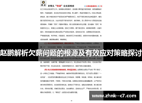 赵鹏解析欠薪问题的根源及有效应对策略探讨